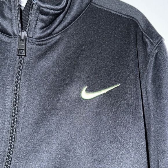 Nike Dri-Fit Black & Neon Yellow Full-Zip Jacket L Unisex 100% Polyester Lightwe - Picture 5 of 9